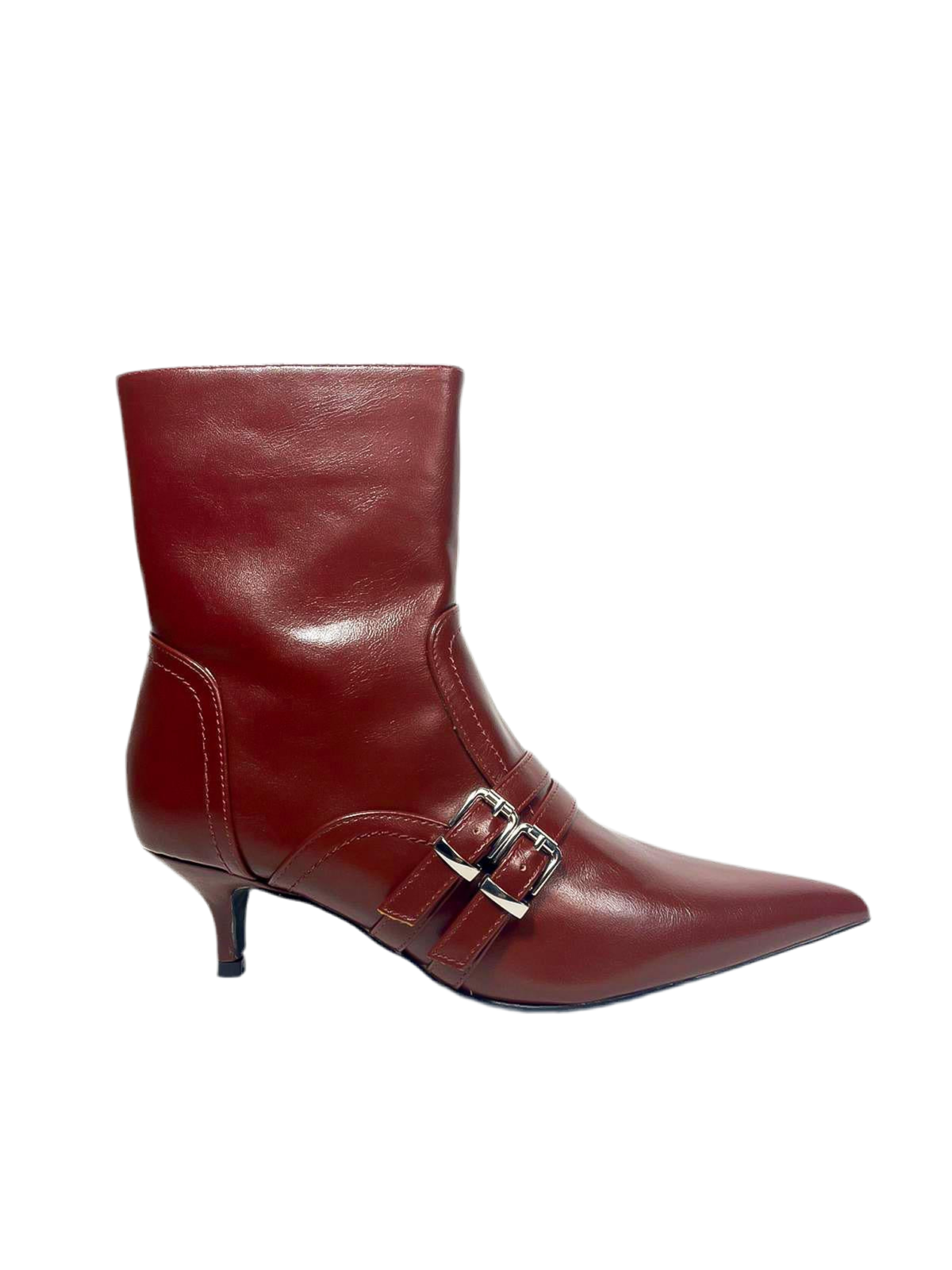 Bottine à petit talon bordeaux