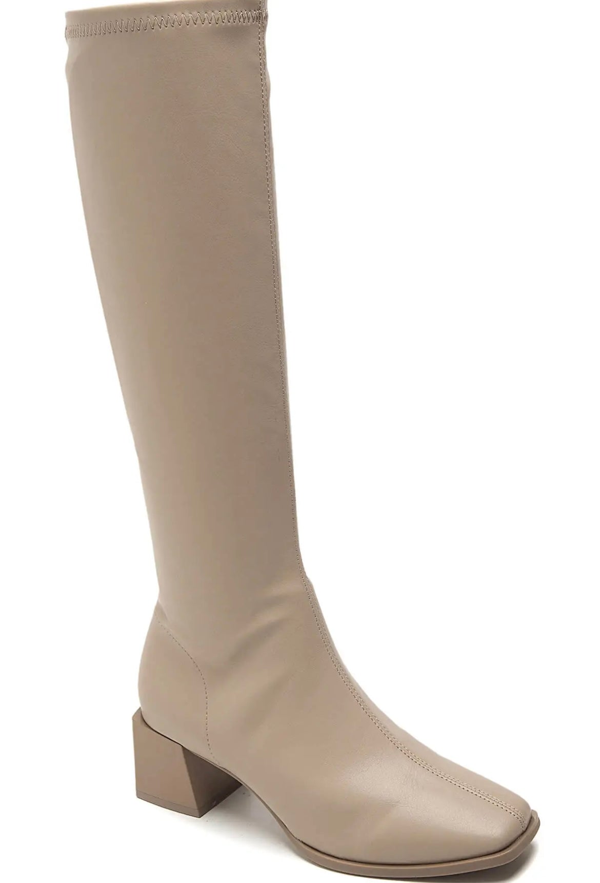 botte beige à talon